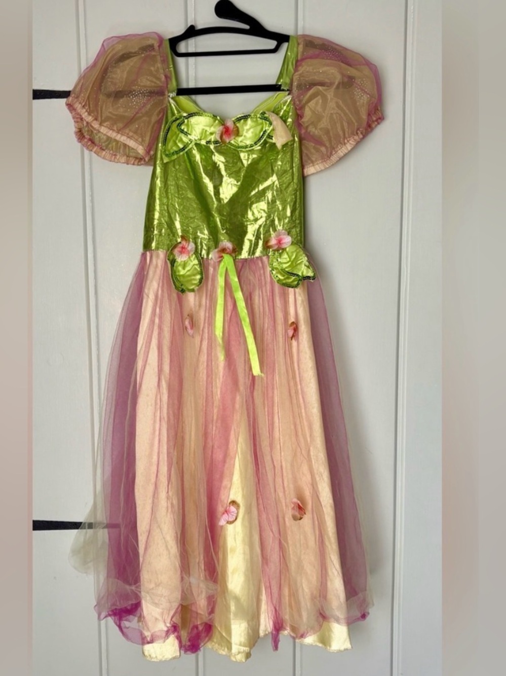 Girls Green and Pink Fairy Princess Costume Dress size M
